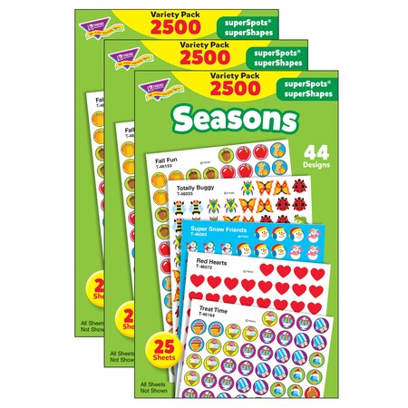 Trend Enterprises Seasons superSpots/superShapes Variety Pack, 2500 Per Pack, PK3 T46914